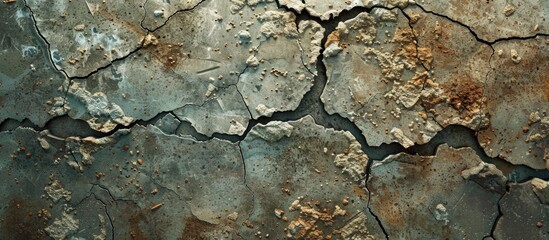 Aufkleber - Background of a textured, grungy, dirty brown cement crack floor with copy space image.