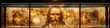 © pawimon - The Shroud of Turin displayed in a glass case, with details of the image of a man faintly visible on the fabric