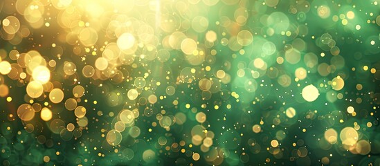 Aufkleber - Vintage green bokeh glitters create a charming ambiance in the copy space image.
