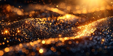 Wall Mural - Golden Glitter and Bokeh Lights Abstract Background
