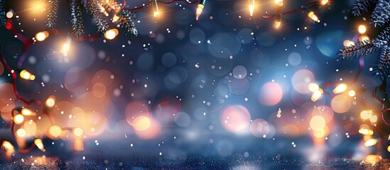 Aufkleber - Festive background with twinkling lights on a copy space image.