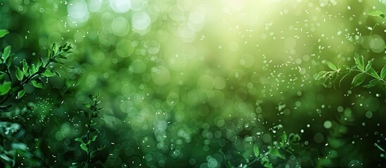 Poster - Blurry green nature background with abstract elements and copy space image.