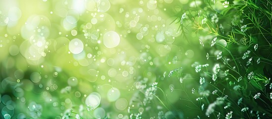 Poster - Blurry green nature background with abstract elements and copy space image.