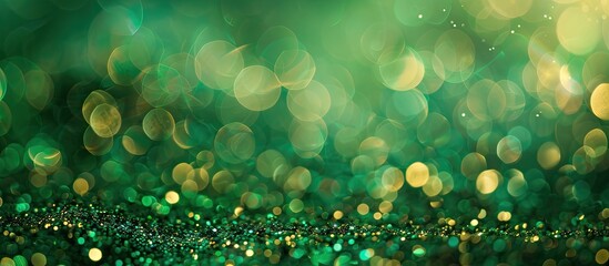 Aufkleber - Vintage green bokeh glitters create a charming ambiance in the copy space image.