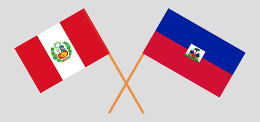 Wall Mural - Crossed flags of Peru and Republic of Haiti. Official colors. Correct proportion