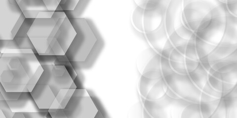 Wall Mural - Abstract geometric hexagon and circle futuristic digital hi-technology with a grey background.  book design, website background, CD cover, advertising. space for concept design Technology and modern. 