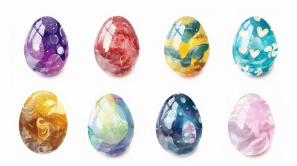 Wall Mural - vector illustration of easter eggs with various colors and pattern designs.