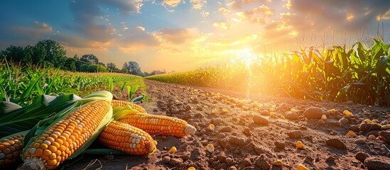 Wall Mural - Golden Corn in a Sun-Kissed Cornfield