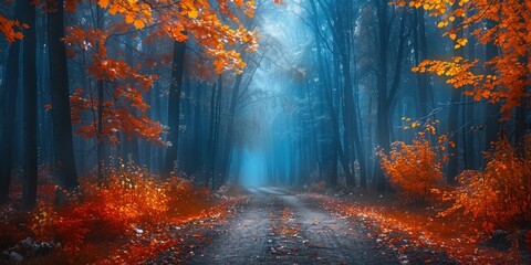 Wall Mural - Mystical Autumn Forest Path