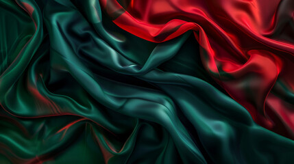 Wall Mural - Abstract background with dark green and red fabric , 
