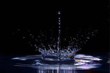 Wall Mural - water splash isolated on the black background