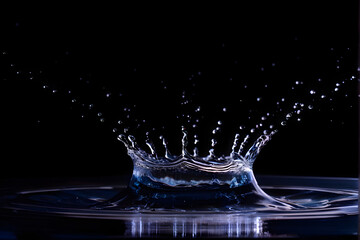 Wall Mural - water splash isolated on the black background