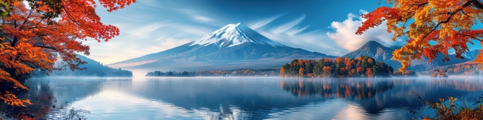 Wall Mural - Mount Fuji and Autumnal Landscape in Japan