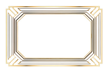 Poster - PNG Art deco ornament frame backgrounds gold line.