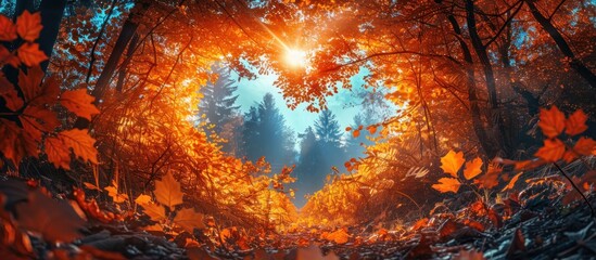 Wall Mural - Heart-Shaped Autumn Forest