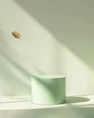 Aufkleber - Bright Natural Light on Minimalist Pastel Green Podium for Modern Product Display