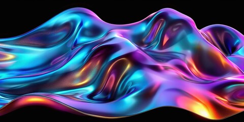 Canvas Print - Abstract Iridescent Fluid with a Dark Background