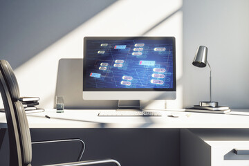 Wall Mural - abstract creative coding illustration on modern computer monitor, software development concept. 3d r