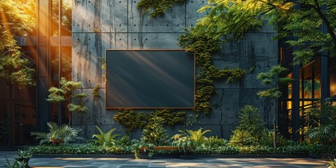 Poster - Empty Billboard on a Greenery Wall