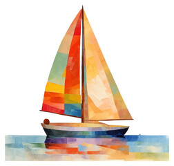 Canvas Print - PNG Sailing boat painting watercraft sailboat.