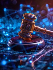 holographic gavel on virtual bankruptcy documents, future legal system