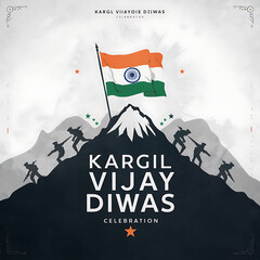 Wall Mural - Kargil Vijay Diwas, illustration. Kargil Vijay, Indian army silhouette, Poster, Banner, Social Media Poster,  
