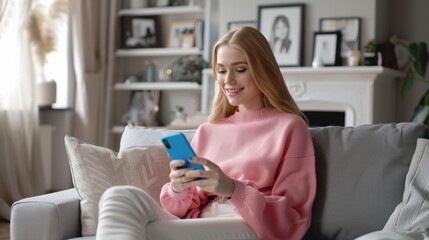 Canvas Print - The woman with a smartphone