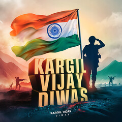 Wall Mural - Kargil Vijay Diwas, indian army silhouette, Kargil Vijay, illustration. Social Media Poster,  
