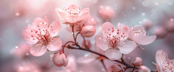 Wall Mural - Sakura Blossoms, Delicate Pink Petals, Symbolizing Beauty And Renewal
