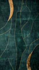 Wall Mural - Produce a visually appealing and clean backdrop with the incorporation of modern and simple gold lines on a dark green background, offering a sleek and refined visual experience 