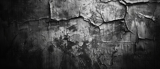 Fototapete - Black and white image of a weathered textured surface with visible scratches, ideal for copy space.