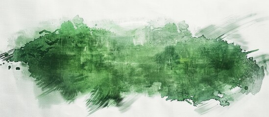 Art concept with a lovely green watercolor brushstroke on a blank canvas, providing copy space image.