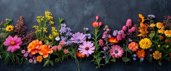 Wall Mural - Spring Frame, Showcasing A Variety Of Vibrant Spring Flowers