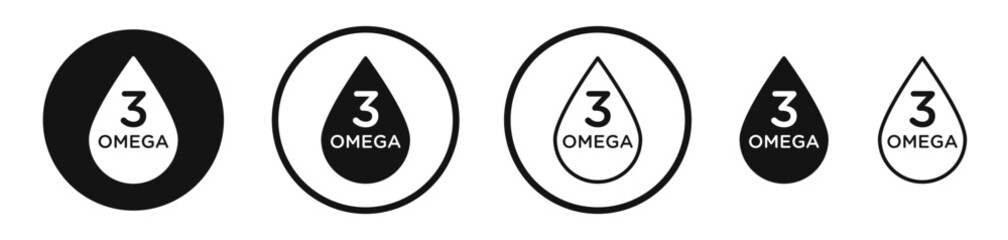 Poster - Omega 3 vector icon set in black and white color.