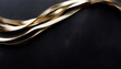 © -Y4NN- - Ruban doré brillant sur fond noir texturé pour arrière plan élégant de fête, mariage, célébration, événement avec espace de copie