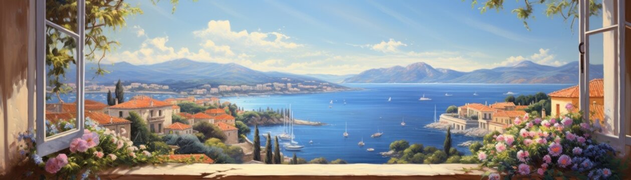 Mediterranean View From Open Window