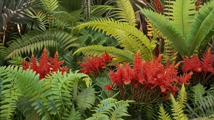 Canvas Print - red and green fern