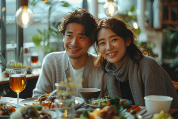 Wall Mural - couple in restaurant