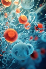 Wall Mural - Microscopic View of Cells and Structures Medical and Healthcare