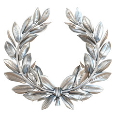 Wall Mural -  Laurel Wreath silver isolated on white background