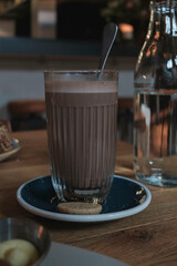 glass of hot chocolate on breakfast in Amsterdam city trip