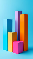 Sticker - Colorful bar graph, concept of business growth