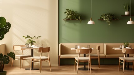 Wall Mural - A Restaurant With Modern Furniture And A Minimalist Aesthetic Design.