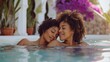 © Andrii  - Luxurious Boho Retreat: Black Lesbian Couple by Pool