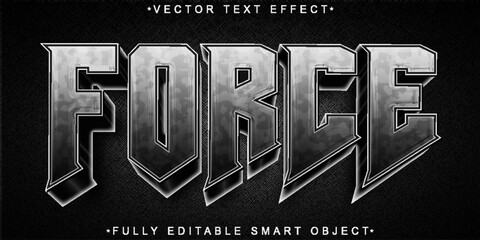 Sticker - Silver Force Vector Fully Editable Smart Object Text Effect