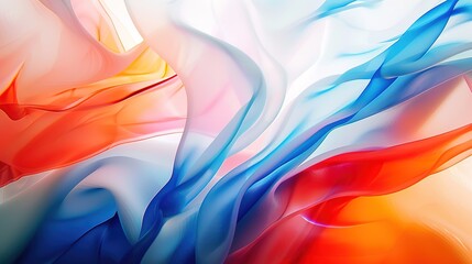 abstract blurred image with blue, orange, and red pattern on white