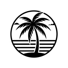 Wall Mural - palm tree icon on black background