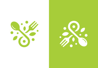 Sticker - fork and spoon logo design. icon symbol for health restaurant food 