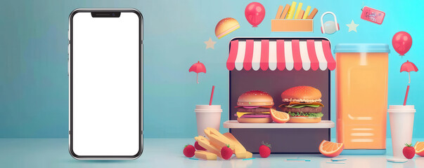 An abstract representation of a food delivery app interface