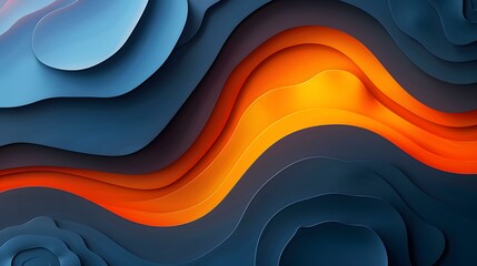 Blue and orange abstract waves background